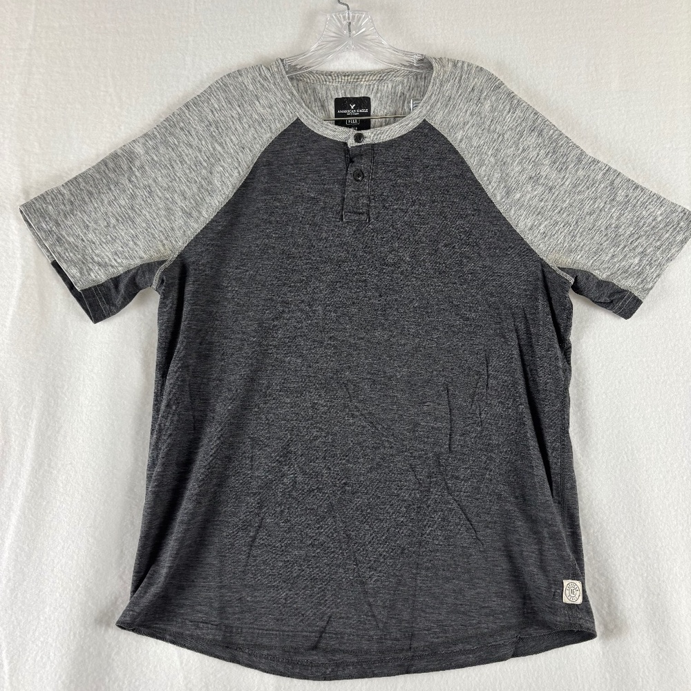 American Eagle Outfitters, Flex 2-Button Shirt, Classic fit, Size L, 2-Tone Gray